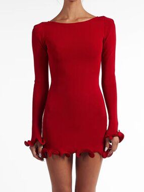 SAME Ruffle Hem Mini Dress Red Size Small - Great Holiday Dress